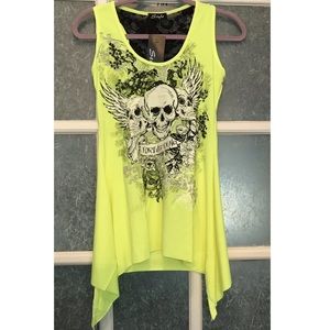 SALE‼️☠️SEXY💀 NEON YELLOW SKULLS FOREVER YOUNG